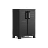 Armadio da esterno Exilles, Mobile outdoor, Mobiletto giardino multiuso, Contenitore per balcone o garage, Made in Italy, 65x45 h97 cm, Nero