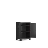 Armadio da esterno Exilles, Mobile outdoor, Mobiletto giardino multiuso, Contenitore per balcone o garage, Made in Italy, 65x45 h97 cm, Nero