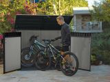 Armadio da esterno Floresta, Mobile outdoor, Mobiletto giardino multiuso, Contenitore per balcone o garage, 191x109 h133 cm, Grigio