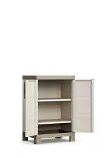 Armadio da esterno Ghedi, Mobile outdoor, Mobiletto giardino multiuso, Contenitore per balcone o garage, Made in Italy, 65x45 h97 cm, Sabbia