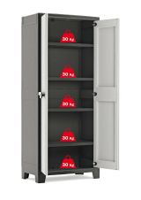 Armadio da Esterno Grigio 4 Ripiani Apertura Battente 80x44x182h cm, 2 Ante Made in Italy - Oshawa