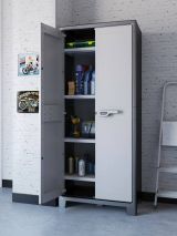 Armadio da Esterno Grigio 4 Ripiani Apertura Battente 80x44x182h cm, 2 Ante Made in Italy - Viddalba