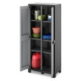 Armadio da Esterno Grigio Chiaro 8 Ripiani Apertura Battente 80x44x182h cm, 2 Ante Made in Italy - Oshawa