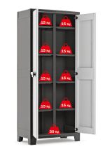 Armadio da Esterno Grigio Chiaro 8 Ripiani Apertura Battente 80x44x182h cm, 2 Ante Made in Italy - Viddalba