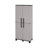 Armadio da Esterno Grigio Chiaro Nero 3 Ripiani 2 Ante 68x37x169h cm, 4 Vani - Ash