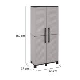 Armadio da Esterno Grigio Chiaro Nero 3 Ripiani 2 Ante 68x37x169h cm, 4 Vani - Ash