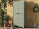 Armadio da Esterno Grigio Chiaro Verde 4 Ripiani Apertura Battente 80x44x182h cm, 2 Ante Made in Italy - Quesnel
