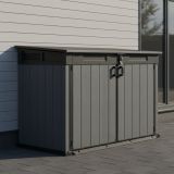 Armadio da Esterno Grigio Nero Cassetti 2 Ripiani 191x109x133h cm, Apertura Battente, a Ribalta - Litchfield