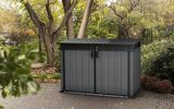 Armadio da Esterno Grigio Nero Cassetti 2 Ripiani 191x109x133h cm, Apertura Battente, a Ribalta - Litchfield