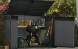 Armadio da Esterno Grigio Nero Cassetti 2 Ripiani 191x109x133h cm, Apertura Battente, a Ribalta - Litchfield