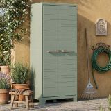 Armadio da Esterno Grigio Verde 8 Ripiani 2 Ante 80x44x182h cm, Resistente ai Raggi uv Impermeabile Made in Italy - Quesnel