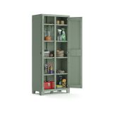 Armadio da Esterno Grigio Verde 8 Ripiani 2 Ante 80x44x182h cm, Resistente ai Raggi uv Impermeabile Made in Italy - Quesnel