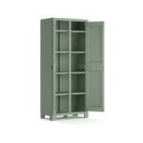 Armadio da Esterno Grigio Verde 8 Ripiani 2 Ante 80x44x182h cm, Resistente ai Raggi uv Impermeabile Made in Italy - Quesnel