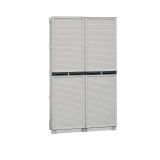 Armadio da esterno Liegi, Mobile outdoor, Armadio balcone multiuso, Armadietto da esterno, 100% Made in Italy, Grigio chiaro, 100x39h172 cm