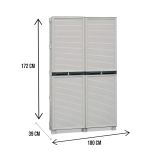 Armadio da esterno Liegi, Mobile outdoor, Armadio balcone multiuso, Armadietto da esterno, 100% Made in Italy, Grigio chiaro, 100x39h172 cm