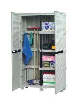 Armadio da esterno Liegi, Mobile outdoor, Armadio balcone multiuso, Armadietto da esterno, 100% Made in Italy, Grigio chiaro, 100x39h172 cm