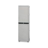 Armadio da esterno Liegi, Mobile outdoor, Armadio balcone multiuso, Armadietto da esterno, 100% Made in Italy, Grigio chiaro, 50x39h172 cm