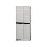 Armadio da esterno Liegi, Mobile outdoor, Armadio balcone multiuso, Armadietto da esterno, 100% Made in Italy, Grigio chiaro, 70x39h172 cm