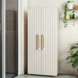 Armadio da Esterno Marrone Crema 3 Ripiani Apertura Battente 80x45x180h cm, 2 Ante Made in Italy - Melville