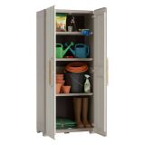 Armadio da Esterno Marrone Crema 3 Ripiani Apertura Battente 80x45x180h cm, 2 Ante Made in Italy - Melville