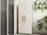 Armadio da Esterno Marrone Crema 3 Ripiani Apertura Battente 80x45x180h cm, 2 Ante Made in Italy - Melville