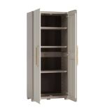 Armadio da Esterno Marrone Crema 3 Ripiani Apertura Battente 80x45x180h cm, 2 Ante Made in Italy - Ronago