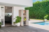 Armadio da Esterno Marrone Crema 3 Ripiani Apertura Battente 80x45x180h cm, 2 Ante Made in Italy - Ronago
