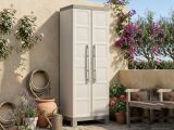 Armadio da Esterno Marrone Crema 4 Ripiani Apertura Battente 65x45x182h cm, 2 Ante Made in Italy - Strathmore
