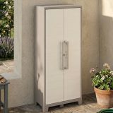 Armadio da Esterno Marrone Crema 4 Ripiani Apertura Battente 80x44x182h cm, Un'anta Made in Italy - Grimsby