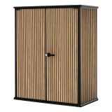 Armadio da Esterno Marrone Quercia Nero Cassetti 2 Ripiani 140x74x170h cm, Apertura Battente - Langdon