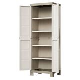Armadio da Esterno Marrone Sabbia 4 Ripiani 2 Ante 65x45x182h cm, Impermeabile Made in Italy - Strathmore