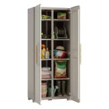Armadio da Esterno Marrone Sabbia 8 Ripiani 2 Ante 80x45x180h cm, Impermeabile Made in Italy - Melville