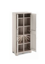 Armadio da Esterno Marrone Sabbia 8 Ripiani Un'anta 80x44x182h cm, Impermeabile Made in Italy - Maschito