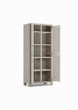 Armadio da Esterno Marrone Sabbia 8 Ripiani Un'anta 80x44x182h cm, Impermeabile Made in Italy - Maschito