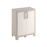 Armadio da esterno Maschito, Mobile outdoor, Mobiletto giardino multiuso, Contenitore per balcone o garage, Made in Italy, 80x44 h100 cm, Sabbia
