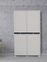 Armadio da esterno Namur, Mobile da esterno, Armadio balcone multiuso, Armadietto outdoor, 100% Made in Italy, Grigio chiaro, 100x39h172 cm