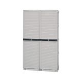 Armadio da esterno Namur, Mobile da esterno, Armadio balcone multiuso, Armadietto outdoor, 100% Made in Italy, Grigio chiaro, 100x39h172 cm