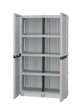 Armadio da esterno Namur, Mobile da esterno, Armadio balcone multiuso, Armadietto outdoor, 100% Made in Italy, Grigio chiaro, 100x39h172 cm