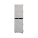 Armadio da esterno Namur, Mobile da esterno, Armadio balcone multiuso, Armadietto outdoor, 100% Made in Italy, Grigio chiaro, 50x39h172 cm