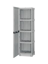 Armadio da esterno Namur, Mobile da esterno, Armadio balcone multiuso, Armadietto outdoor, 100% Made in Italy, Grigio chiaro, 50x39h172 cm