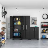 Armadio da Esterno Nero 4 Ripiani Un'anta 65x45x182h cm, Impermeabile Made in Italy - Exilles