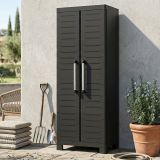 Armadio da Esterno Nero 4 Ripiani Un'anta 65x45x182h cm, Impermeabile Made in Italy - Terrebonne