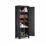 Armadio da Esterno Nero 4 Ripiani Un'anta 65x45x182h cm, Impermeabile Made in Italy - Terrebonne
