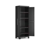 Armadio da Esterno Nero 4 Ripiani Un'anta 65x45x182h cm, Impermeabile Made in Italy - Terrebonne