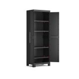 Armadio da Esterno Nero 4 Ripiani Un'anta 65x45x182h cm, Impermeabile Made in Italy - Terrebonne