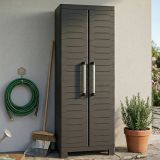 Armadio da Esterno Nero Antracite 4 Ripiani 2 Ante 65x45x182h cm, Impermeabile Made in Italy - Terrebonne