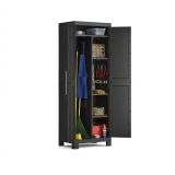 Armadio da Esterno Nero Antracite 4 Ripiani 2 Ante 65x45x182h cm, Impermeabile Made in Italy - Terrebonne