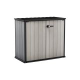 Armadio da esterno Onore, Mobile outdoor, Mobiletto giardino multiuso, Contenitore per balcone o garage, 140x77 h120 cm, Grigio