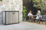 Armadio da esterno Onore, Mobile outdoor, Mobiletto giardino multiuso, Contenitore per balcone o garage, 140x77 h120 cm, Grigio