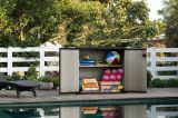 Armadio da esterno Onore, Mobile outdoor, Mobiletto giardino multiuso, Contenitore per balcone o garage, 140x77 h120 cm, Grigio